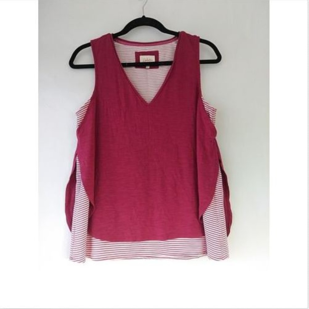 Anthropologie Deletta Top Red Stripes Size Small S